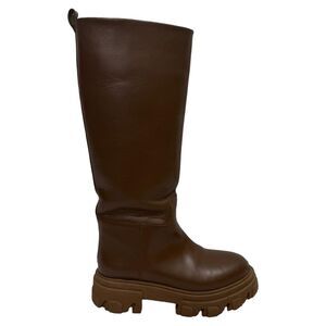 Gia X Pernille Tubular Combat Boots in Brown Leather